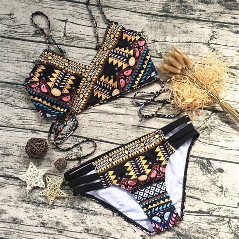 Tribal Bikini Tribal Swimsuit Aztec Bikini Push Up Bikini Women Swimsuit Etsy