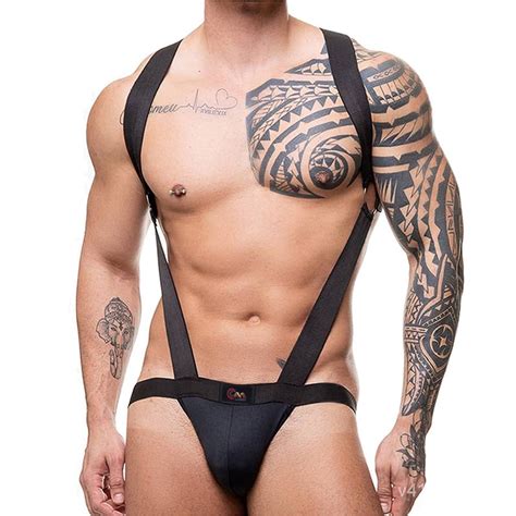 Jual Sexy Mens Novelty Lingerie Shoulder Elastic Strap Underwear Suspender Jockstraps Backless