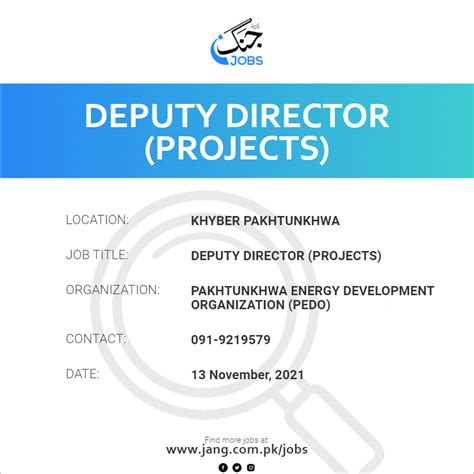 Deputy Director (projects) Job – Pakhtunkhwa Energy Development