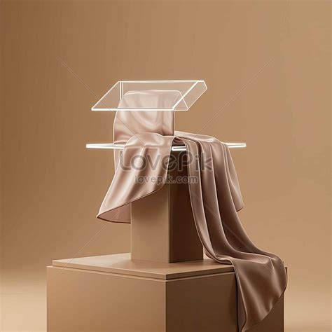 D Display Podium Beige Background With Pedestal Nude Color Silk Cloth Picture And Hd Photos