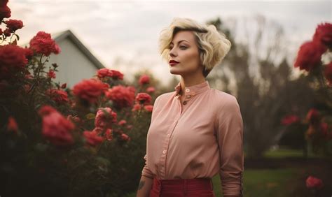 Premium Photo Pretty Year Old Lipstick Lesbian Standing In A Garden