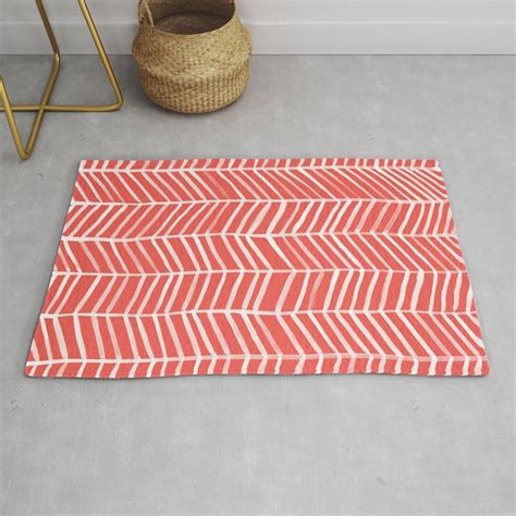 Coral Herringbone Rug By Cat Coquillette Society6