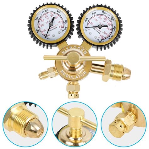 Cga Brass Nitrogen Regulator Dual Gauge Psi Pressure Inlet For