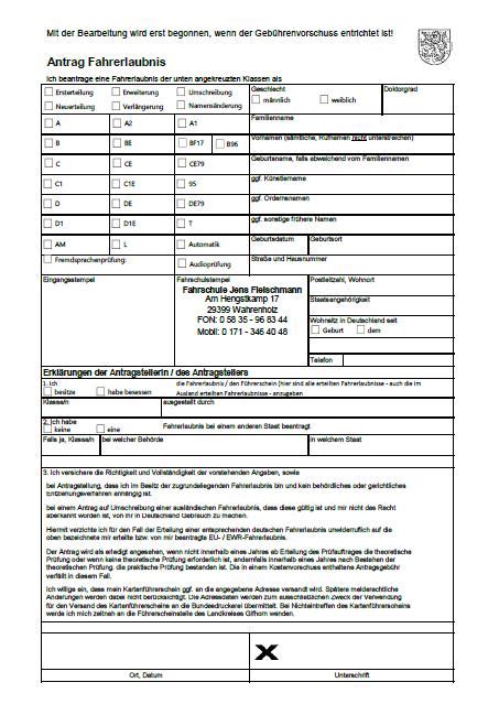 Formulare Online - Fahrschule Jens Fleischmann