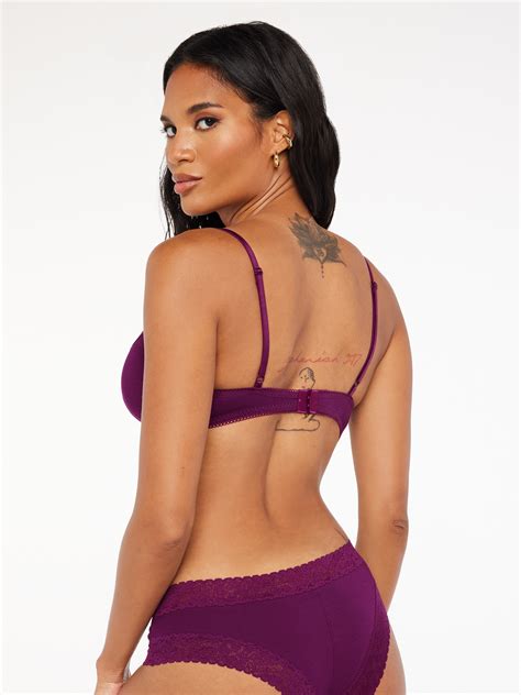 Cotton Essentials Lace Trim Bralette In Purple Savage X Fenty