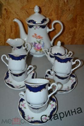чайный-кофейный сервиз кобальт с позолотой мейсенский цветок чехия ...