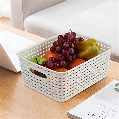 Ponpong Plastic Weave Storage Baskets Small Rattan Storage Basket 6