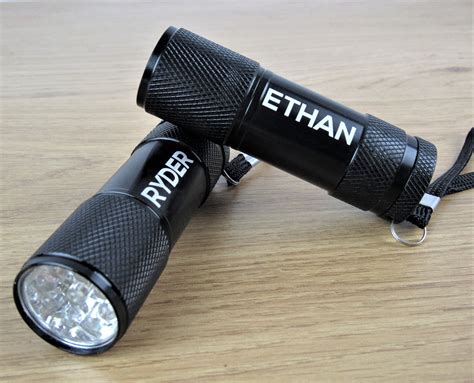 Personalised Hand Torch 6 Led Battery Powered Aluminium Etsy Uk