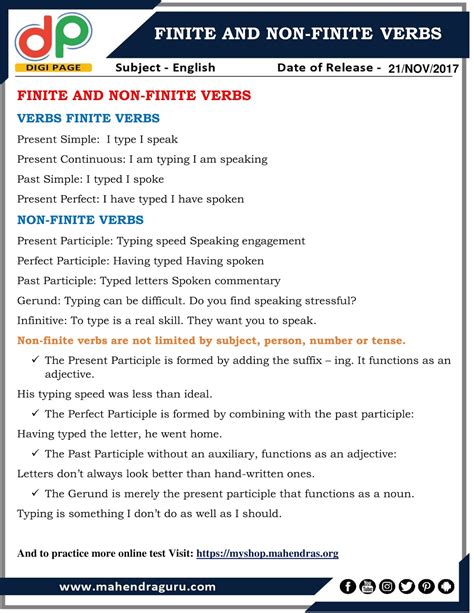 Finite Or Non Finite Verbs Worksheet Finite And Non Finite Verbs