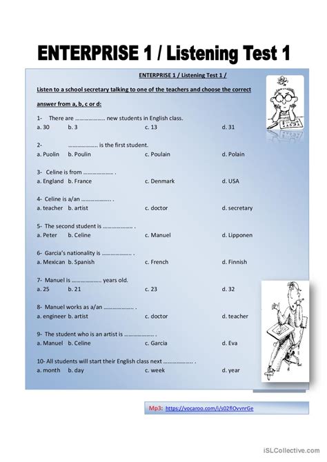 Listening Test Discussion Starters … English Esl Worksheets Pdf And Doc