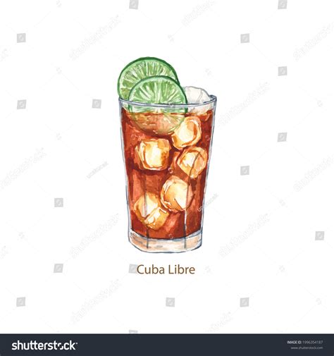 Cuba Libre Glass Cocktail Elegant Cup Stock Vector Royalty Free