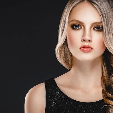 Premium Photo Beautiful Blonde Woman Beauty Model Girl With Perfect Makeup And Hairstyle Over