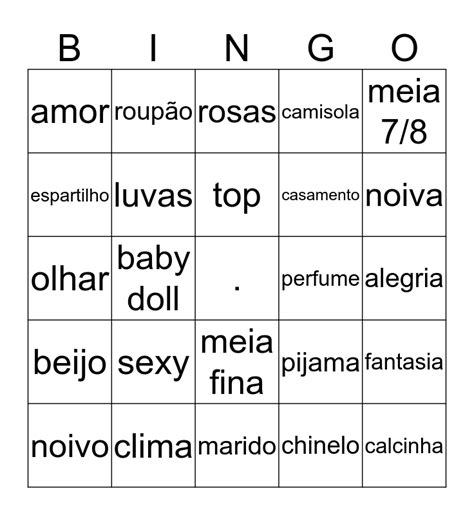 Ch De Lingerie Bingo Card