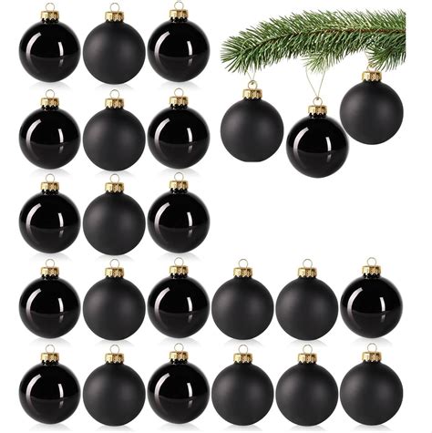 Four 24x Christbaumkugeln Schwarze Weihnachtskugeln Aus Echtem