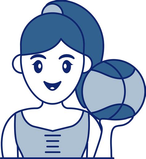 Young Woman Holding Basketball Icon In Blue And White Color. 24194684 ...