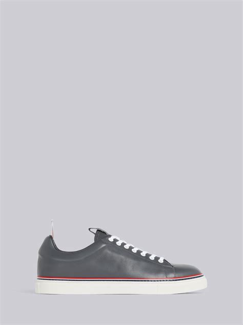 Medium Grey Vitello Calf Leather Tennis Shoe Thom Browne