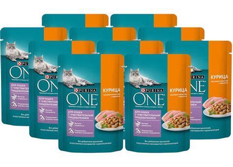 PURINA ONE для взрослых кошек с чувствительным пищеварением с курицей и ...