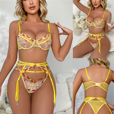 Women S Sexy Lingerie Lace Babydoll Bra Thong Set Sleepwear Underwear Nightwear Ebay