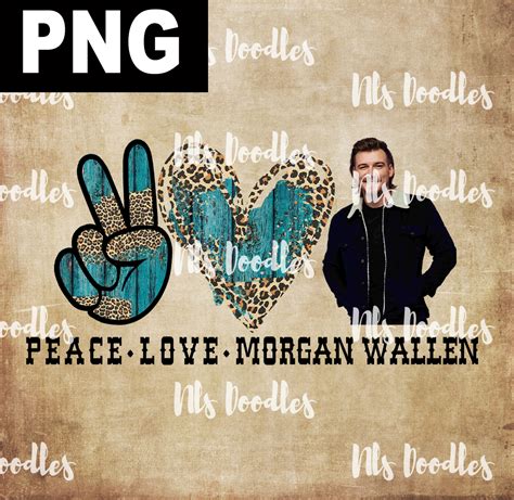 Peace Love Morgan Wallen Blue Wood Cowboy Leopard Png Digital Download