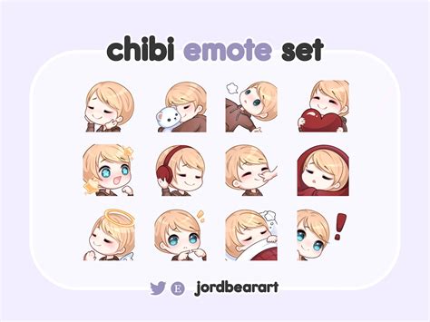 Pastel Chibi Guy Streamer Blonde Hair Blue Eyes Comfy Emote Set Cute Kawaii Custom Twitch