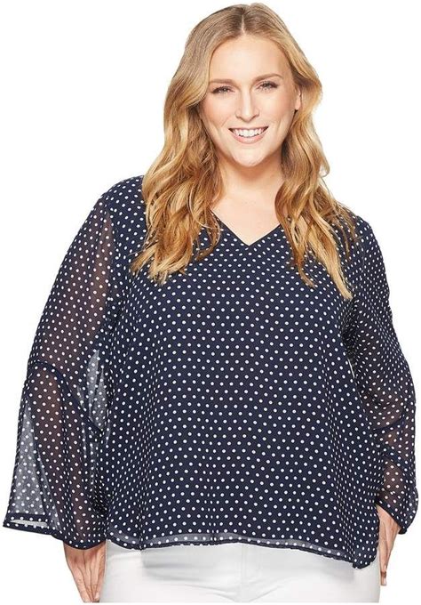 Calvin Klein Plus Plus Size Chiffon V Neck With Flare Sleeve Womens