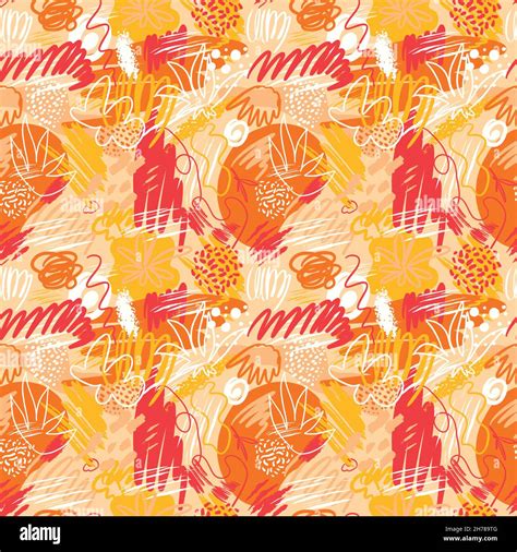 Abstract Seamless Patterns With Hand Drawn Textures In Memphis Style