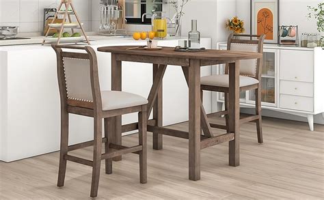 Amazon P Purlove Piece Dining Table Set Wood Counter Height