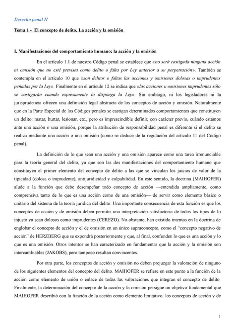 Derecho Penal Ii Apuntes Penal Ii Derecho Penal Ii Tema El