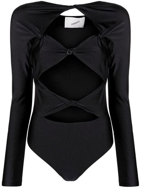 Coperni Cut Out Bodysuit Cutout Bodysuit Womens Black Jumpsuit Bodysuit