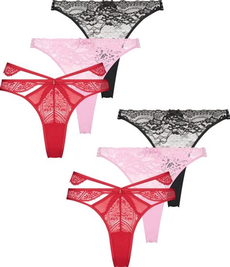 Hunkemöller Dames Lingerie 6 pack strings Rood maat S bol