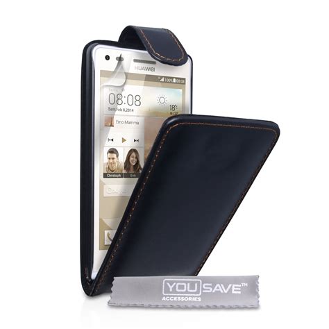 Yousave Accessories Huawei Ascend G Leather Effect Flip Case Black