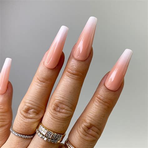 GORGEOUS Boom Nude White Ombre Blend Baby Boomer Press On Nails