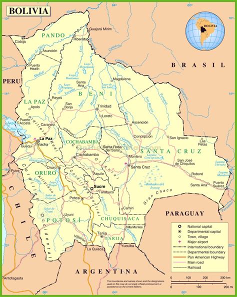 bolivia road map ontheworldmapcom