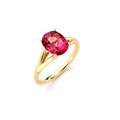 14k Yellow Gold Pink Topaz Ring Yellow Gold Ring Promise Etsy