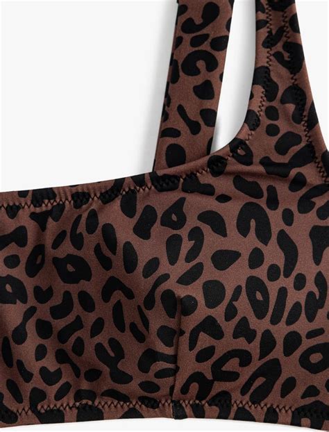 Siyah Kadın Bralet Leopar Bikini Üstü SAK MM Koton