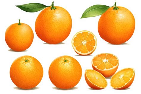 Premium Photo A Group Of Fresh Oranges With Leaves And Slices