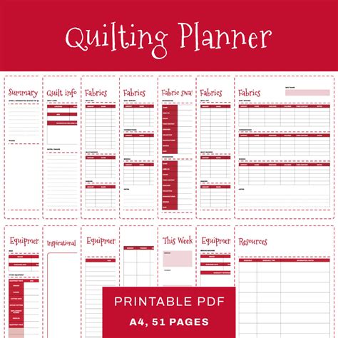 Quilting Planner 51 Pages Printable