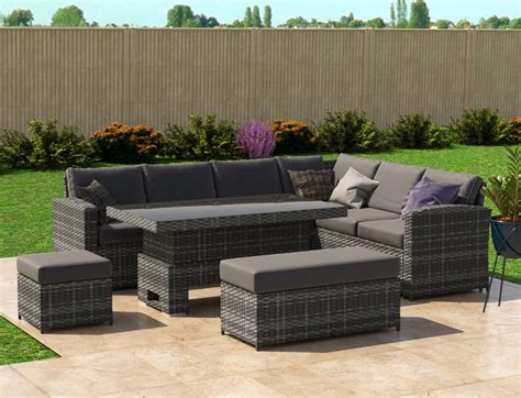 Kos Rattan Right Hand Corner Sofa Rising Table Stool And Bench Mixed