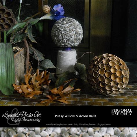 Lynette S Photo Art Pussy Willow And Acorn Balls W A Freebie