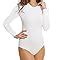 Basic Round Crew Scoop Neck Stretchable Long Sleeve Bodycon Leotard Bodysuit Lingerie Women S