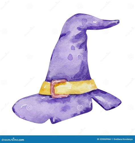 Watercolor Halloween Purple Witch Hat Stock Vector Illustration Of