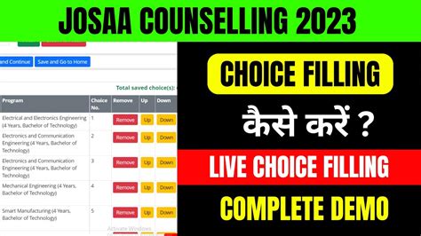 Josaa Choice Filling Order Live Choice Filling Josaa Counselling