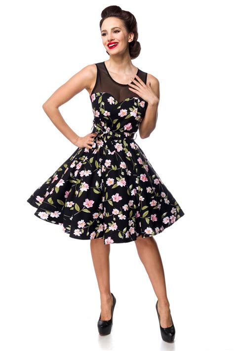 Schulterfreies Swing Kleid Mit Blumenmuster Rockabilly Club Hot Fashion Odretto Highheels