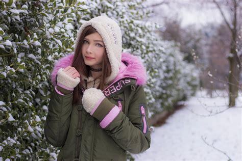 Wallpaper Karina Kozyreva Brunette Russian Women Jacket EroFound