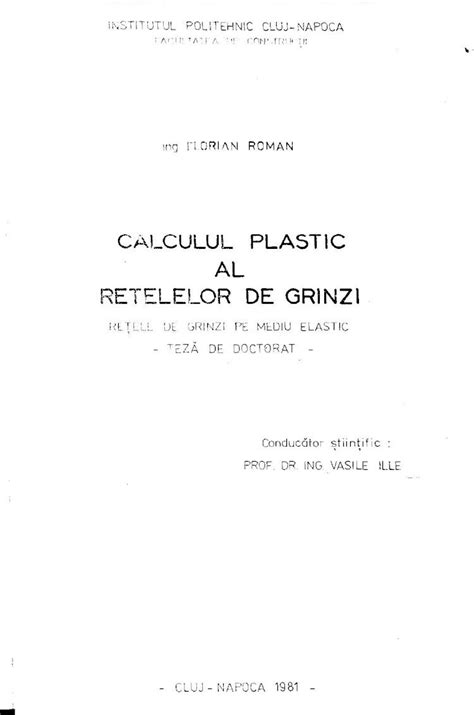 PDF Calculul Plastic Al Retelelor De Grinzi DOKUMEN TIPS