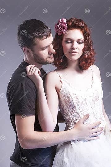 Caucasian Couple Of Posing Embraced Together Stock Image Image Of