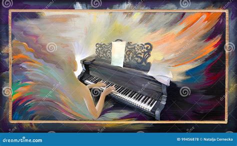 Vulcão Musical Retrato Da Menina Bonita Que Joga O Piano No Ambiente Da