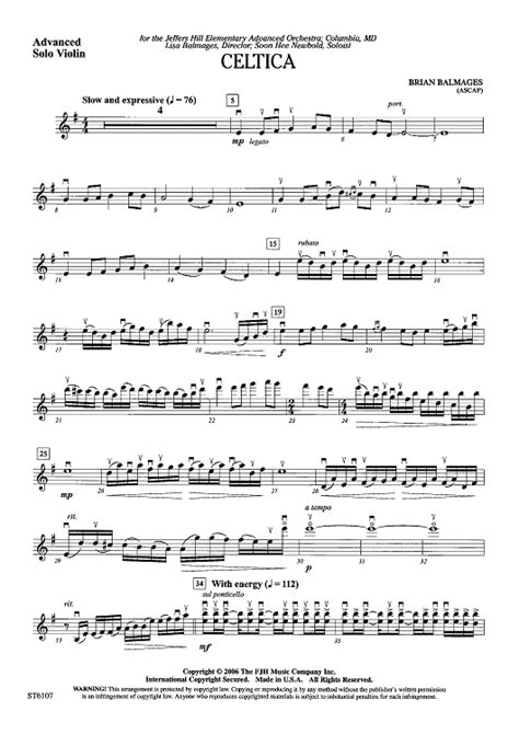 Celtica - Advanced Solo Violin (Grade 4)" Sheet Music for String ...