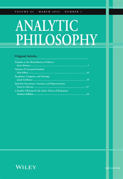 Analytic Philosophy: Vol 64, No 1