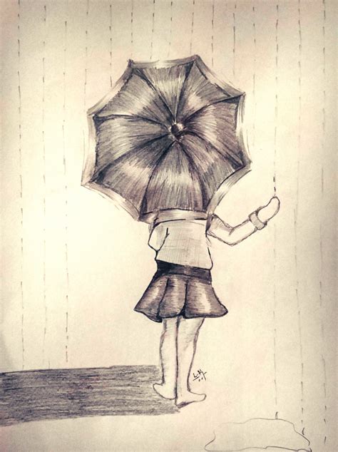 cute animal with umbrella drawing 2
